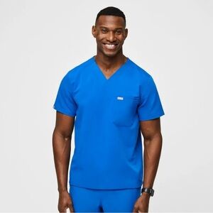 BNWT Figs Leon Three-Pocket Scrub Top Royal Blue Small